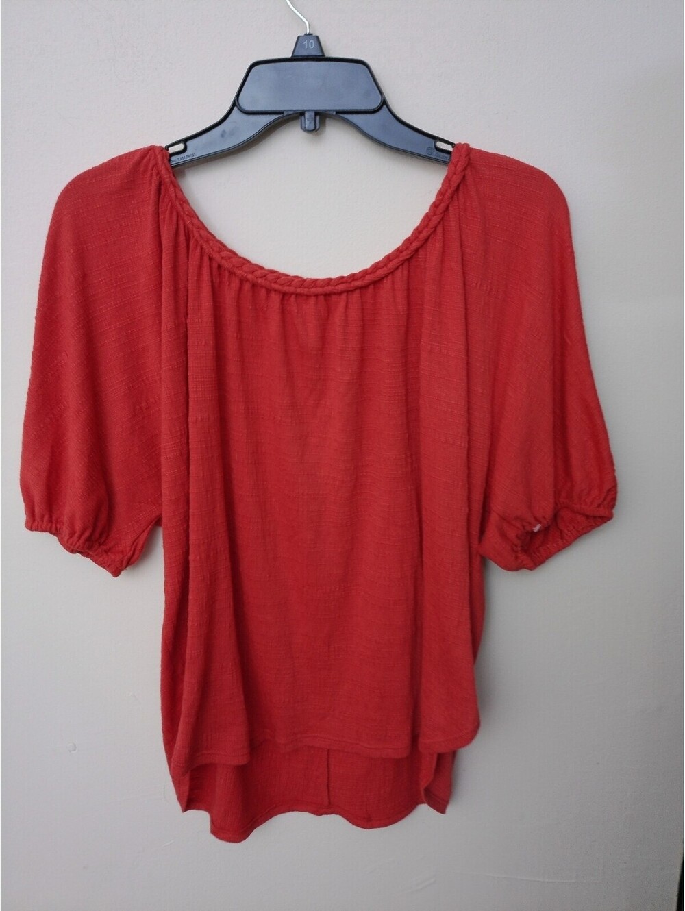 Max Studio London Peasant Blouse Womens Red Size‎ XS Boho Scoop Neck Top